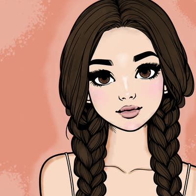 realistic girl with braids