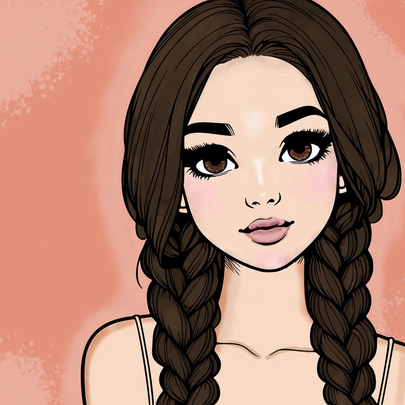 realistic girl with braids