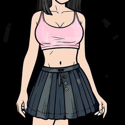 a woman wearing croptop and skirt
