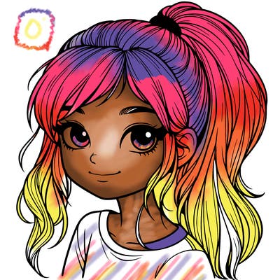 realistic girl with ponytail