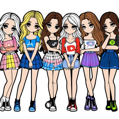 a group of girls realistic