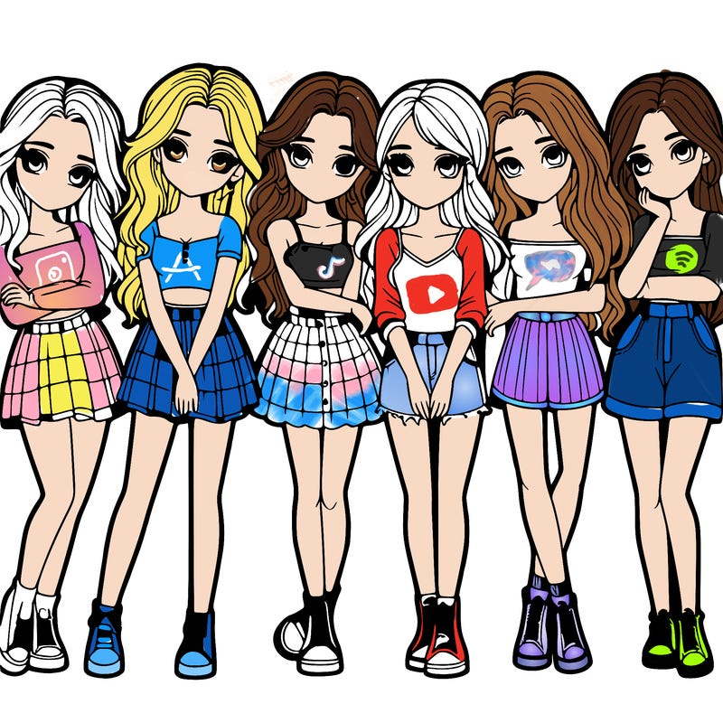 a group of girls realistic