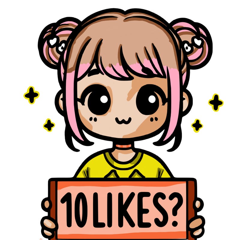 cute girl that is holding a sign that says 10 likes?