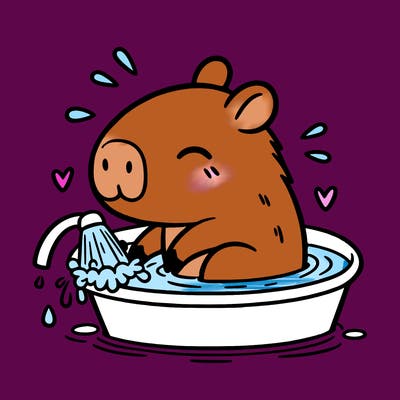 capybara taking a bath
