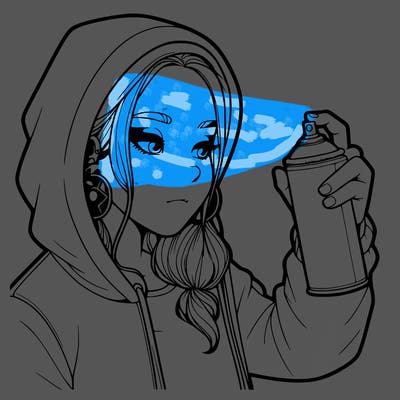 a realistic girl, spray painting
