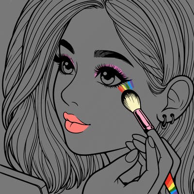 a realistic girl doing her makeup