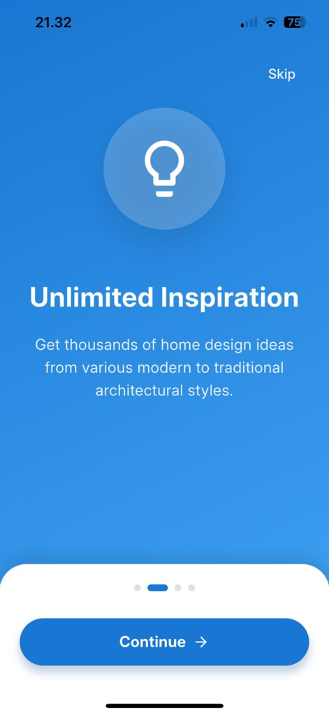 AI House Designer Pro - AI House Designer Pro onboarding screen for unlimited home design inspiration