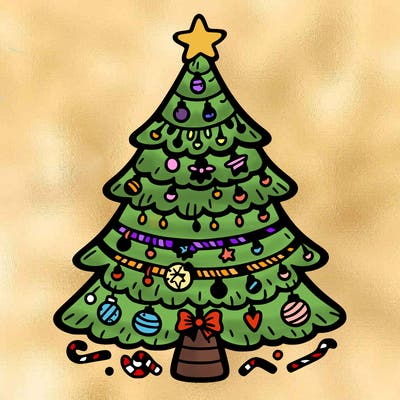 christmas tree with lots of details