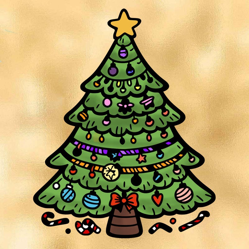 christmas tree with lots of details