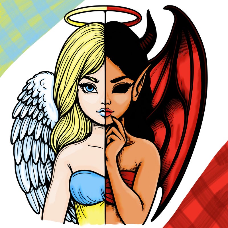 realistic angel half demon