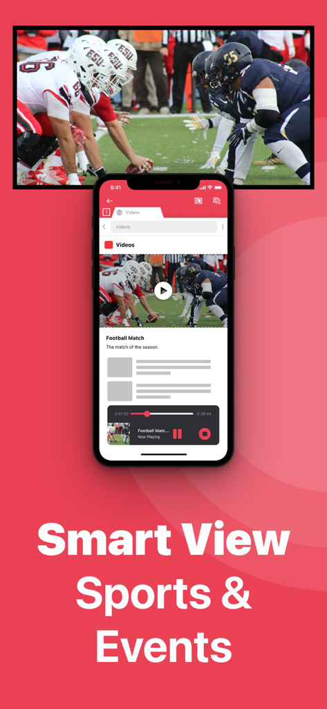 iPhone spiegelt ein Fußballspiel auf einen Samsung Smart TV
