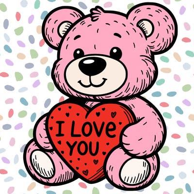 teddy bear holding an i love you heart