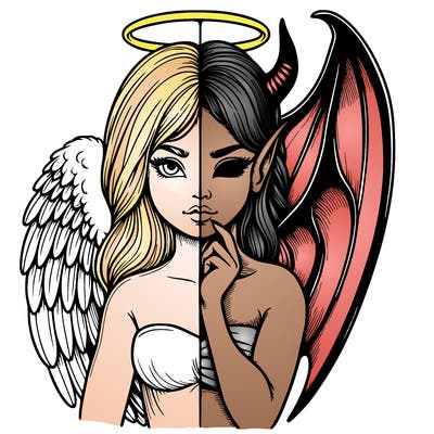 realistic angel half demon