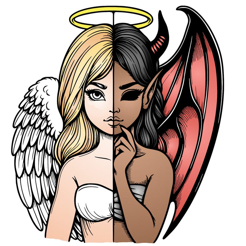 realistic angel half demon