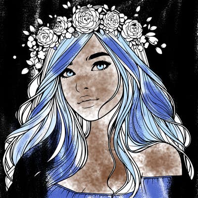 realistic girl with flower crown