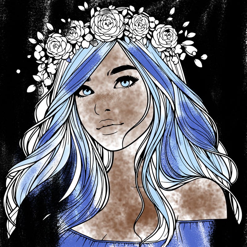realistic girl with flower crown