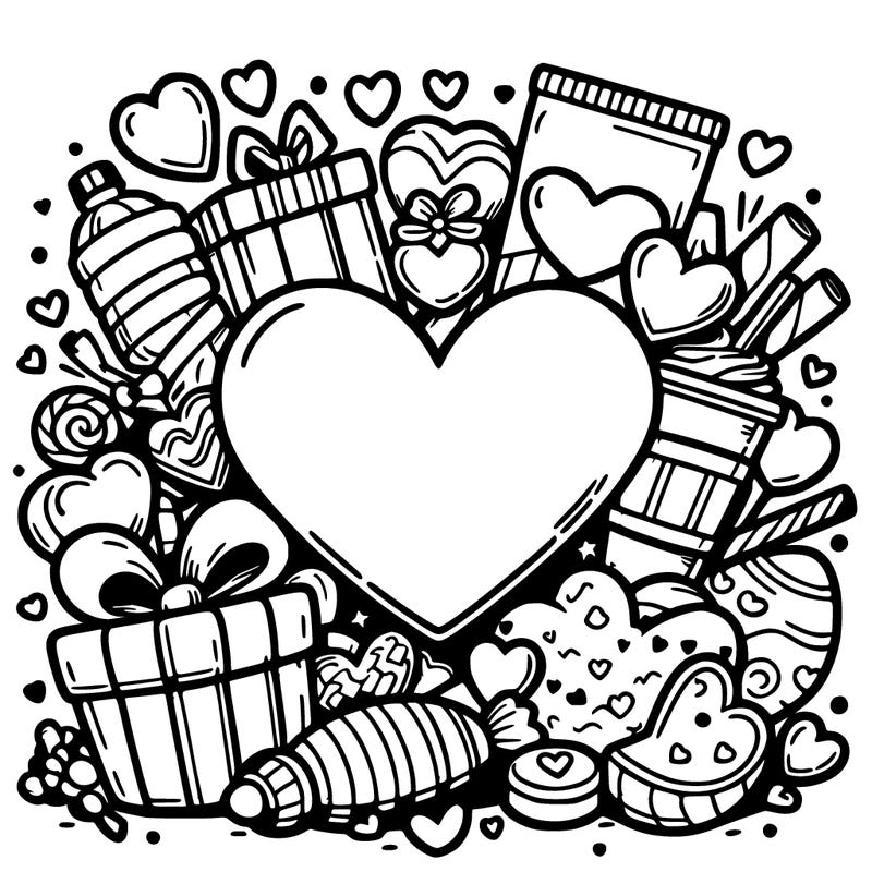 big heart surrounded by valentines day stuff