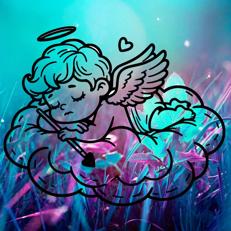 cupid asleep on a cloud