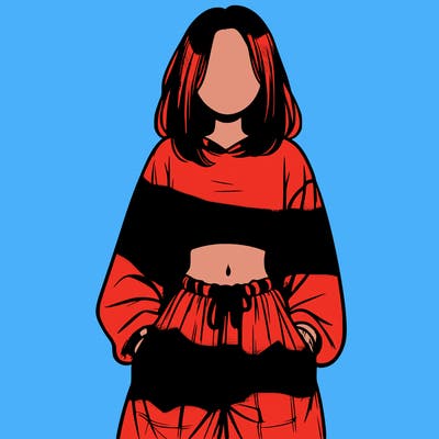 realistic girl faceless with baggy pants and a crop top