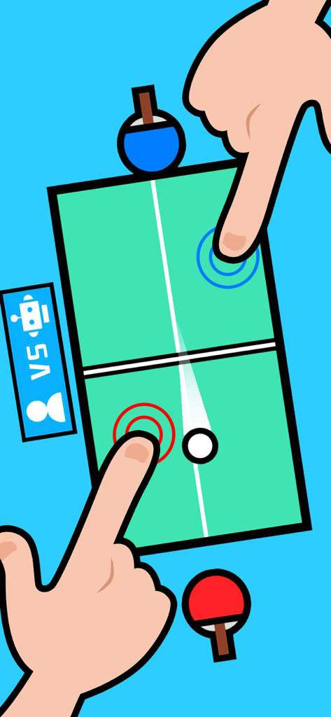 Two people playing a ping pong mini game together on one mobile screen