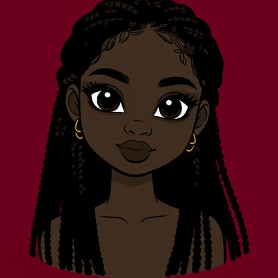 a realistic black girl with braids