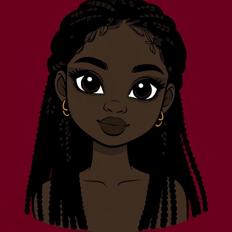 a realistic black girl with braids