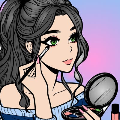 a realistic girl doing her makeup