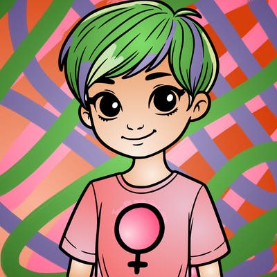 girl with pixie cut and feminist shirt