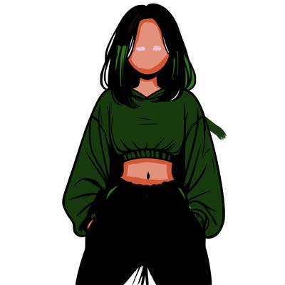 realistic girl faceless with baggy pants and a crop top