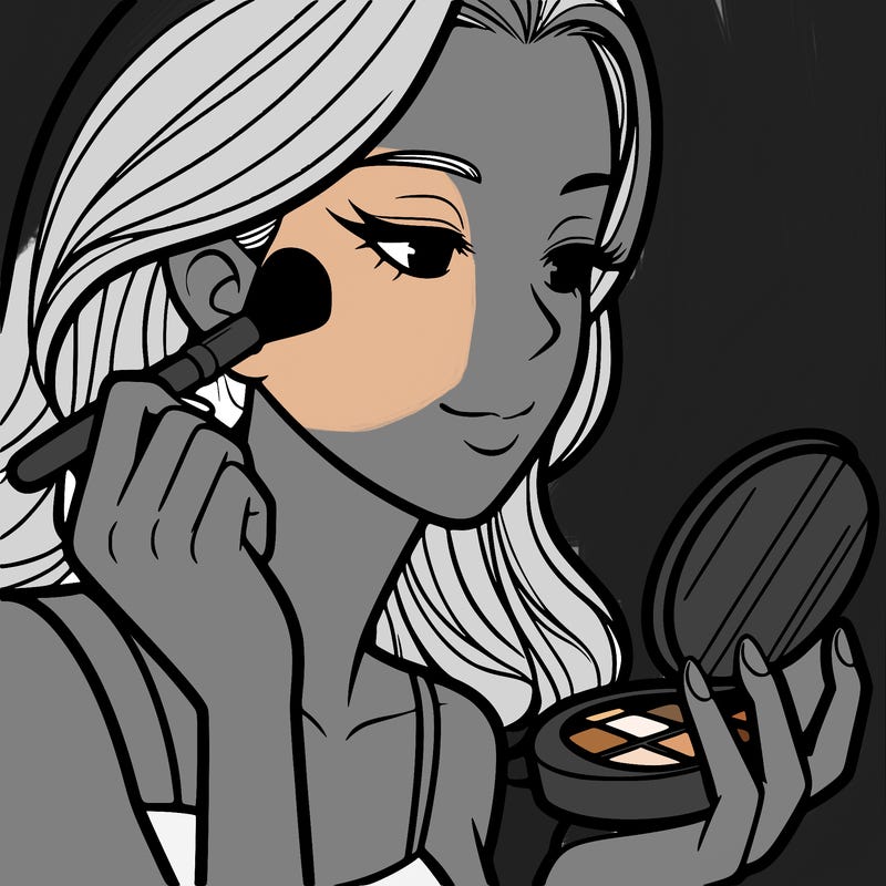 little girl putting on makeup