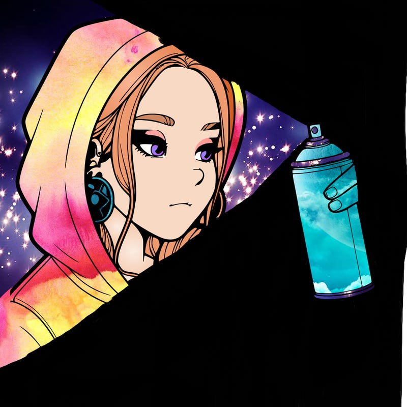 a realistic girl, spray painting