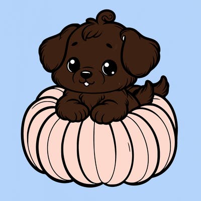 cute little puppy in a pumpkin