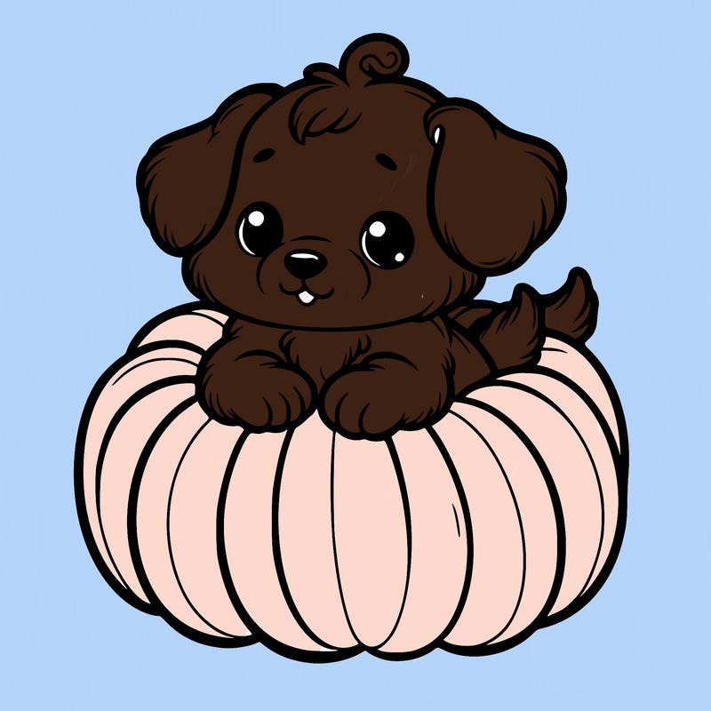 cute little puppy in a pumpkin
