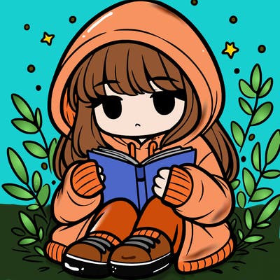 girl in oversized hoodie reading a book