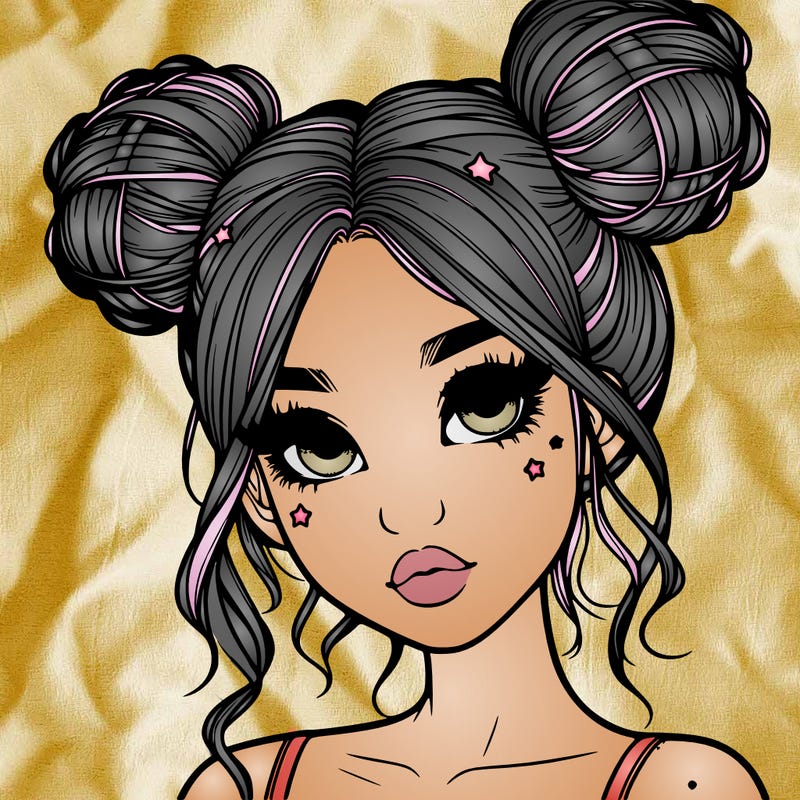 realistic girl with space buns