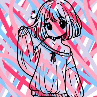 girl in baggy sweater hanging off her shoulder