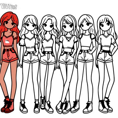 a group of girls wearing crop tops and shorts