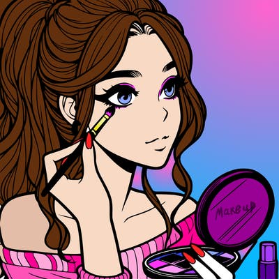 a realistic girl doing her makeup