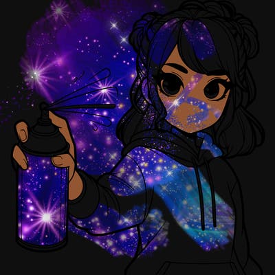 realistic girl is spray painting