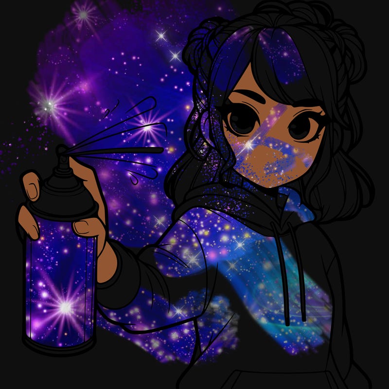 realistic girl is spray painting