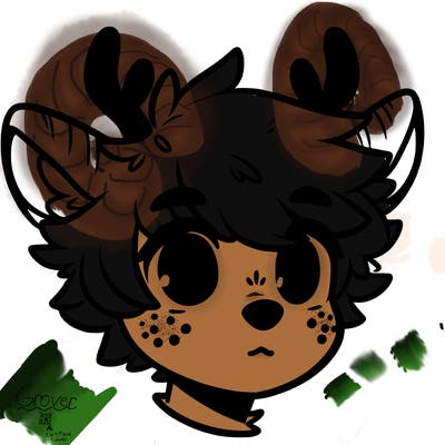a humanoid deer with soft fluffy ears
