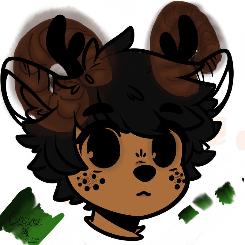 a humanoid deer with soft fluffy ears