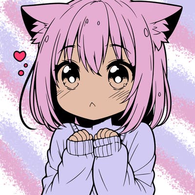 shy anime catgirl