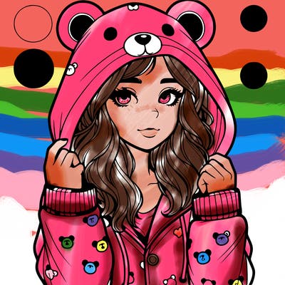 realistic girl in a animal pjs hoodie