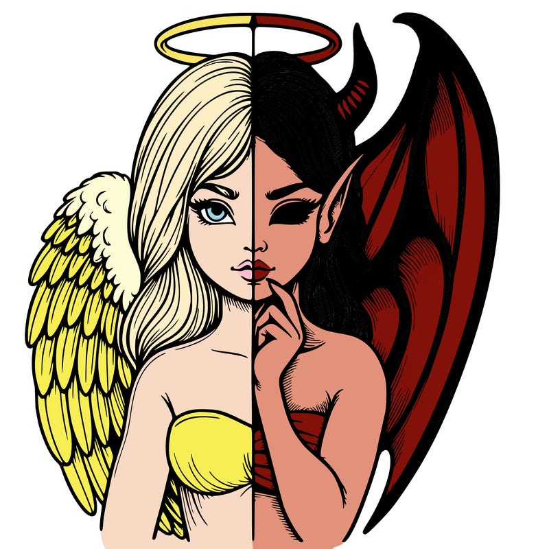 realistic angel half demon