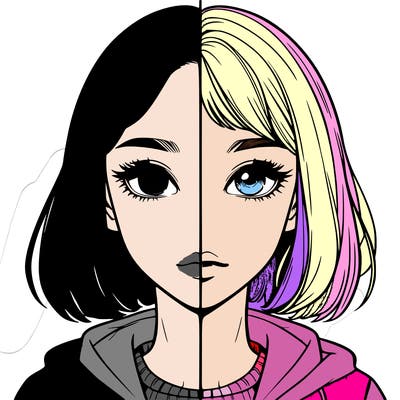 split realistic girl
