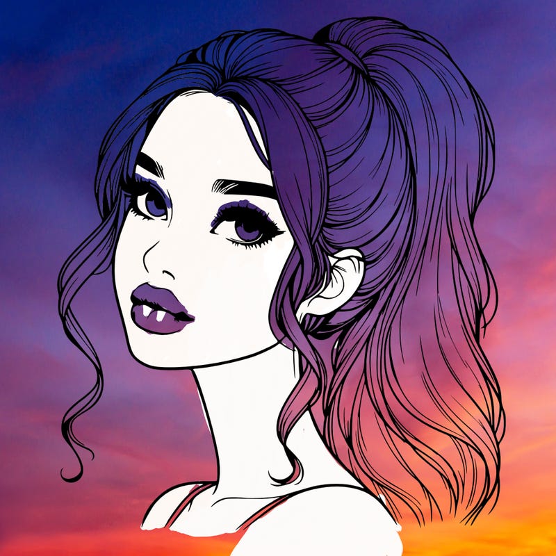 realistic girl with a ponytail on her hair and lips