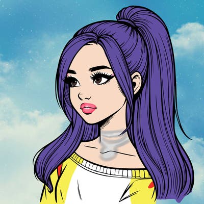 realistic girl with a high ponytail