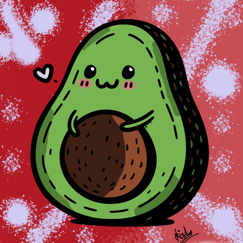 an avocado hugging an avocado
