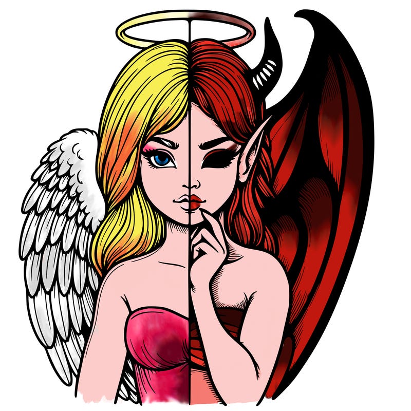 realistic angel half demon